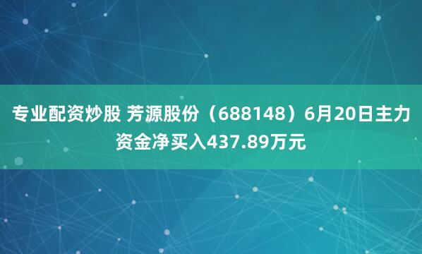 专业配资炒股 芳源股份（688148）6月20日主力资金净买入437.89万元